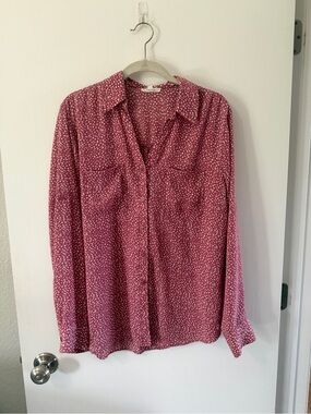 Berry Dot Button-Up Blouse